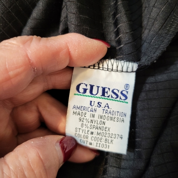 Guess Black Ribbed  V Neck Top Short Sleeve XL - Picture 3 of 14